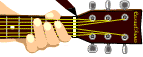 animated hand on guitar neck
